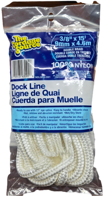 [108-00330-1] Dock Line 3/8 X15 White 020