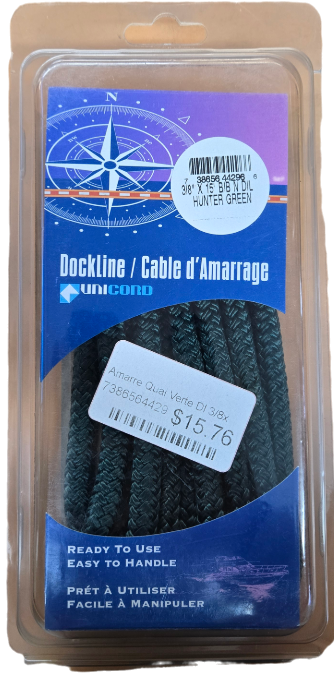 Dockline Amarre Quai Verte Dl 3/8'' x 15'
