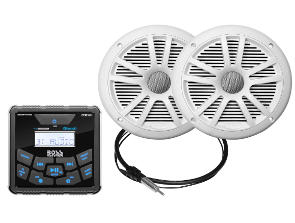[79148912539] BOSS Audio Systems MCKGB450W.6 Marine Gauge Receiver & Speaker Package – IPX6 Rated Weatherproof