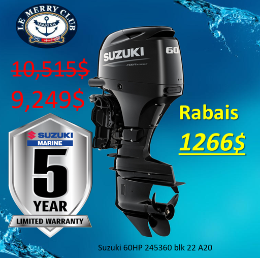 [SUZ60 (06002F-245360) A20''] Suzuki 60HP 245360 blk 22 A20''