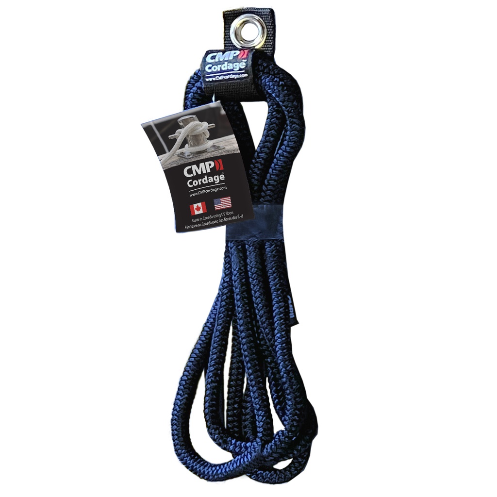 [106-38102] 3/8″ Dia x 10′ Length Nylon Double Braid Dock Line, Navy