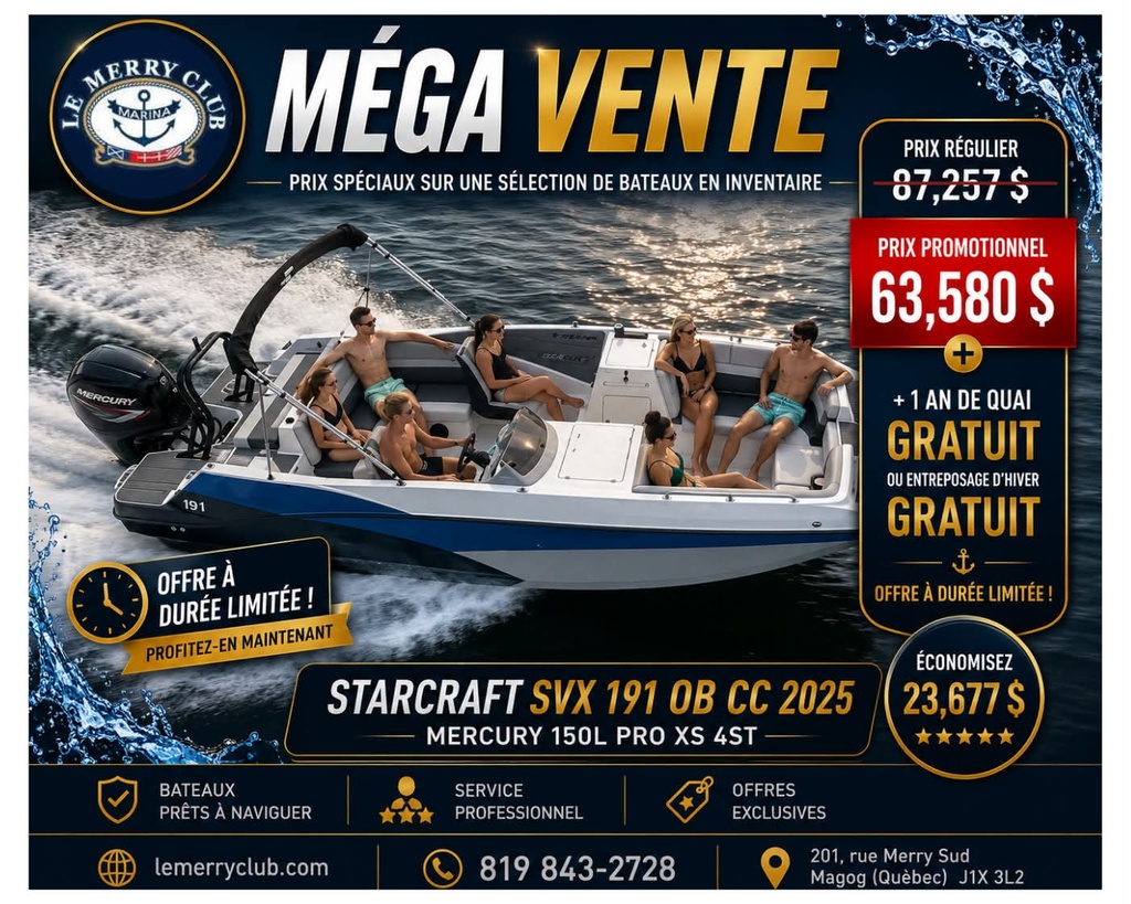 Starcraft SVX 191 OB CC 2025 Mercury 150L PRO XS 4ST