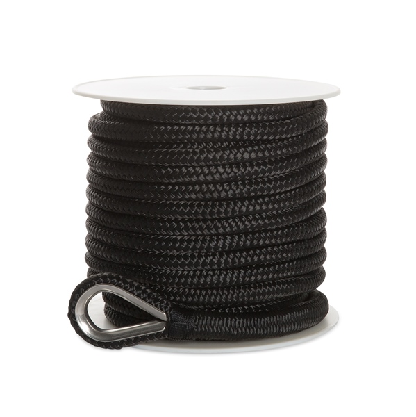 [77942150141] ANCHOR LINE 3/8"X100 DOUB BRAID BK