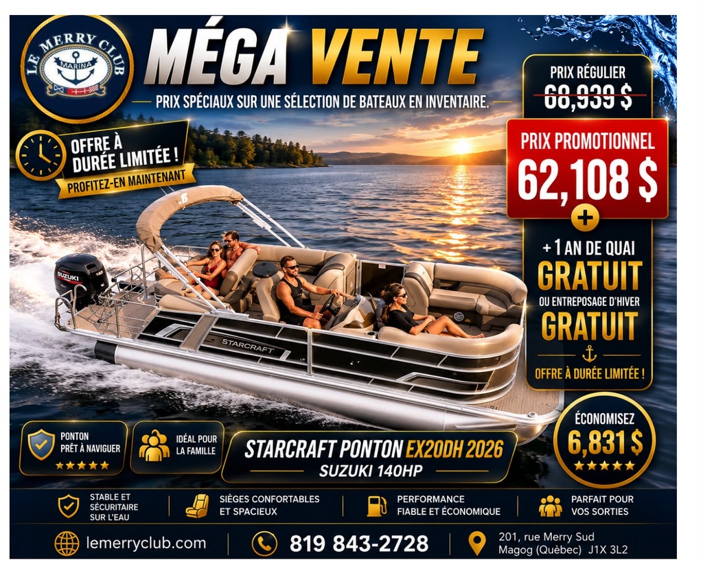 Starcraft Ponton EX20QDH 2026 Suzuki 140HP