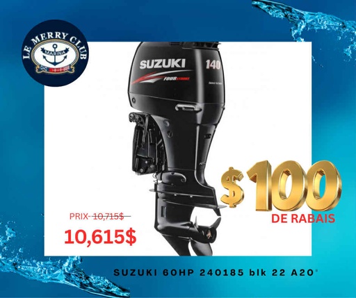 [SUZ60 (06002F-240185) A20''] Suzuki 60HP 240185 blk 22 A20''