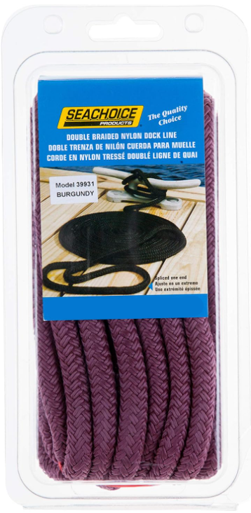 [50-39971] SeaChoice Double Braided Nylon Dock Line 1/2x25  Burgundy
