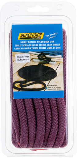 [50-39971] SeaChoice Double Braided Nylon Dock Line 1/2x25  Burgundy