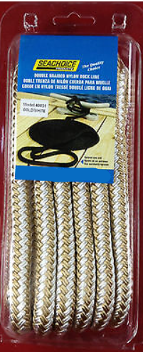 [50-40241] SeaChoice Double Braided Dock Line 1/2x20 Gold/White