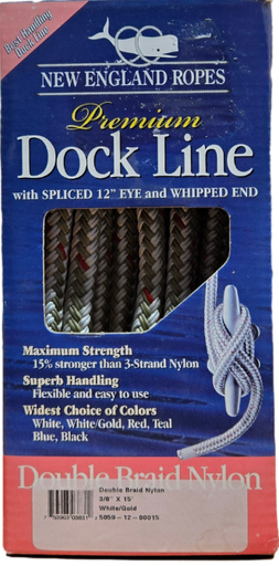 [325-50591200015] Double Braid Nylon Amarre Or/bla/rge 3/8x15