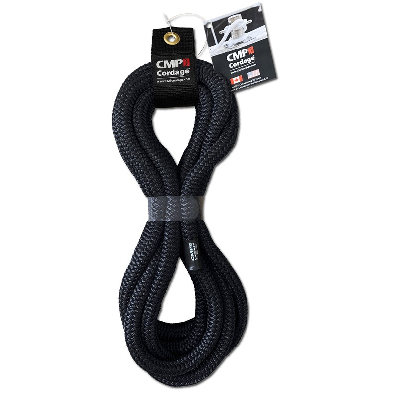 [106-38251] Cordage CMP 3/8″ x 25′ Length Nylon Double Braid Dock Line, Noir