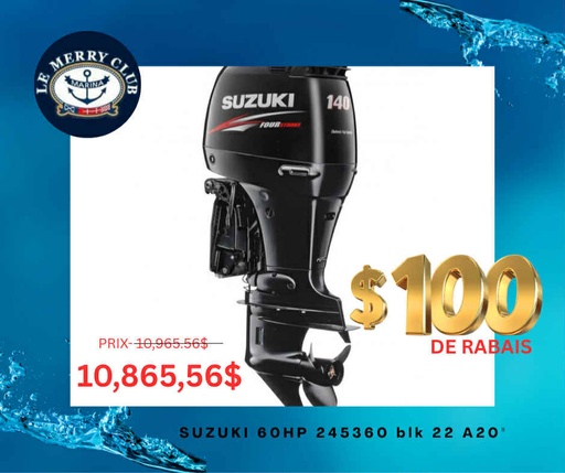 [SUZ60 (06002F-245360) A20''] Suzuki 60HP 245360 blk 22 A20''