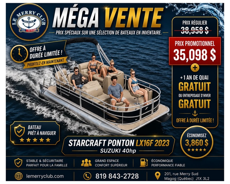 [PLX16F Std (PSTR85774D323) NPKG] Starcraft Ponton LX16F 2023 Suzuki 40HP 