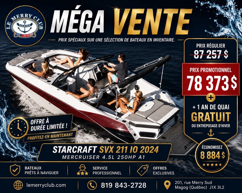[STA211 IO rd/gre/bk (STR87576F324)] Starcraft SVX 211 IO 2024 Mercruiser 4.5L 250HP A1