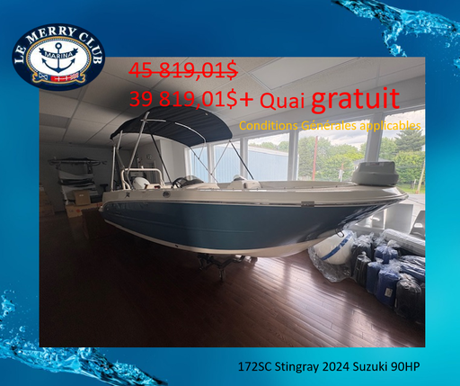 [STI172SC ssb/wh-br/bk (PNYUS302H324) PKG] 172SC Stingray 2024 Suzuki 90HP