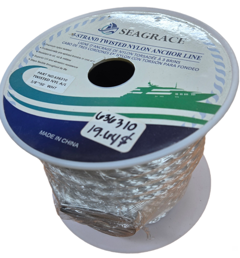 [636310] 3-Strand Anchor Line Twisted Nylon,3/8x50 wht.