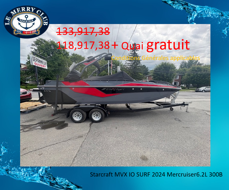[STASURF red/tan-char/bk (STR91820K324)] Starcraft MVX IO SURF 2024 Mercruiser6.2L 300B