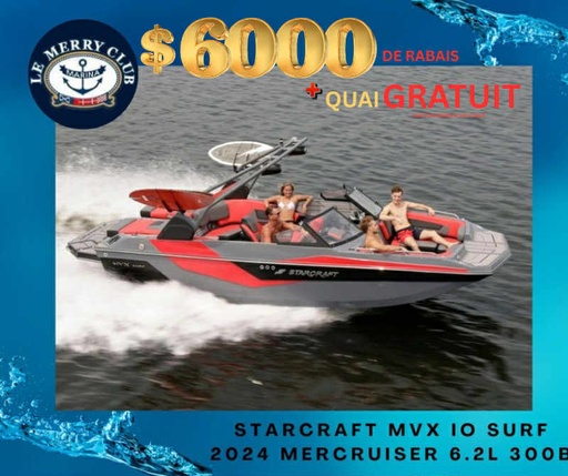 [STASURF red/tan-char/bk (STR91820K324)] Starcraft MVX IO SURF 2024 Mercruiser6.2L 300B (copie)