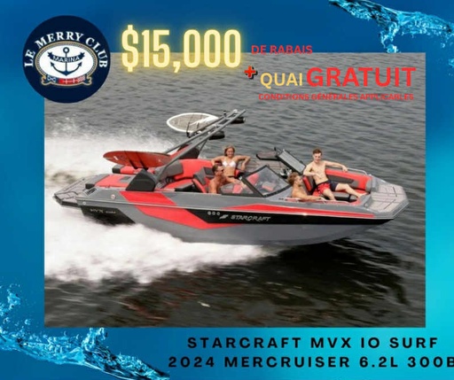 [STASURF red/tan-char/bk (STR91820K324)] Starcraft MVX IO SURF 2024 Mercruiser6.2L 300B (copie)