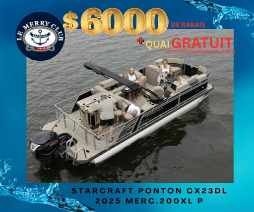 [PCX23DL Onyx (STR96135F425) PKG] Starcraft Ponton CX23DL BAR 2025 Merc. 200XL P