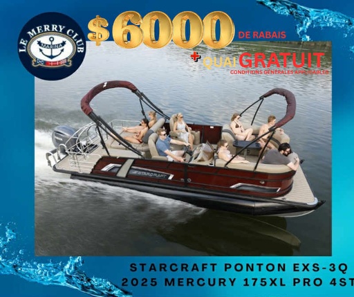 [PEXS-3Q Bourgogne (STR96319F425) PKG] Starcraft Ponton EX20QDH 2025 Mercury 115ELPT 4ST (copie)