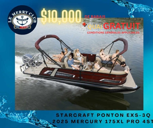 [PEXS-3Q Bourgogne (STR96319F425) PKG] Starcraft Ponton EXS-3Q 2025 Mercury 175XL PRO 4ST