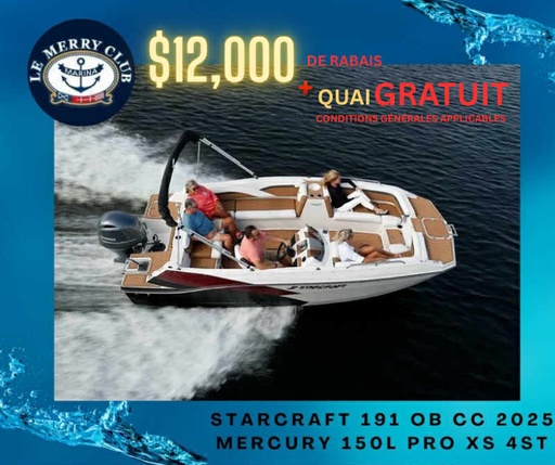 [SVX191 OB CC (STR96332F425) PKG] Starcraft SVX 191 OB CC 2025 Mercury 150L PRO XS 4ST