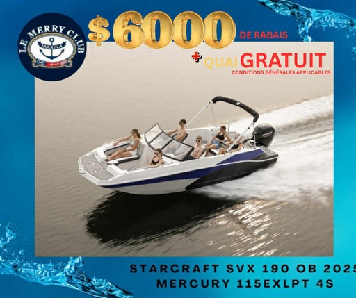 [SVX190 OB blu/bk/cognac (STR97085G425) PKG] Starcraft SVX 190 OB 2025 Mercury 115EXLPT 4S