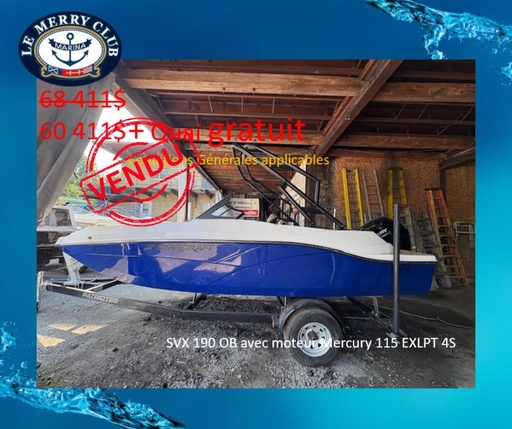 [SVX190 OB blu/bk/cognac (STR97085G425) PKG] Starcraft SVX 190 OB 2025 Mercury 150 Hp PRO