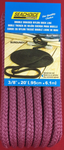 [39941] Double Braided Burgundy Nylon Dock, 3/8x20