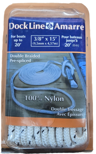 Double Braided Pre-spliced Blanc 3/8x15