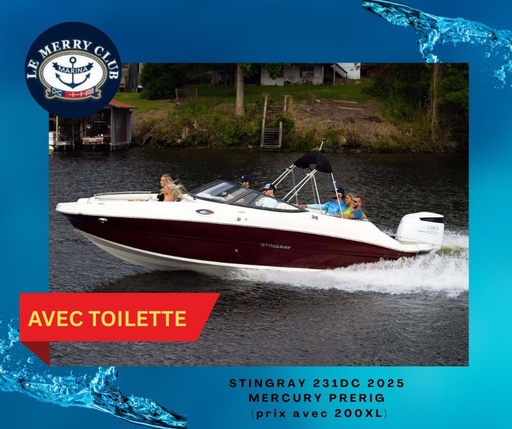 [STI231DC bk/wh:coal/bk (PNYUS3N7L425) NPKG] 231DC Stingray 2025 Mercury prerig (prix avec 200XL)