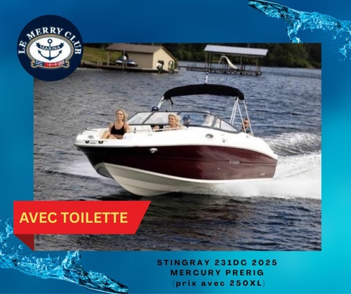 [STI231DC bk/wh:coal/bk (PNYUS3N8L425) NPKG] 231DC Stingray 2025 Mercury prerig (prix avec 250XL)