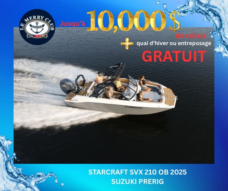 [STA210 OB cognac/bk (STR01547L425) NPKG] Starcraft SVX 210 OB 2025 Suz. PRÉCONFIGURÉ