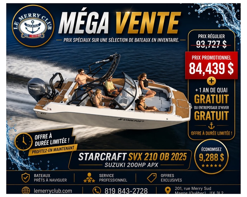 [STA210 OB cognac/bk (STR01547L425) NPKG] Starcraft SVX 210 OB 2025 Suzuki 200HP APX