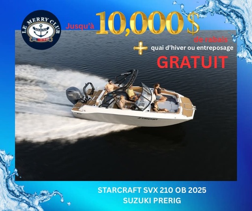 [STA210 OB cognac/bk (STR01547L425) NPKG] Starcraft SVX 210 OB 2025 Suz. PRÉCONFIGURÉ