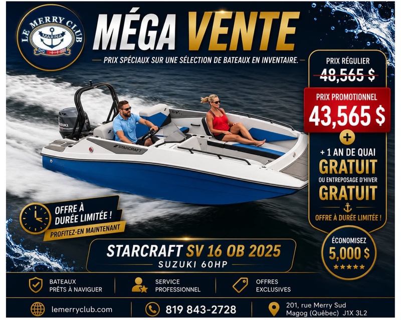 [SV16 OB blue (STR02404B525) NPKG] Starcraft SV 16 OB 2025 suzuki 60HP