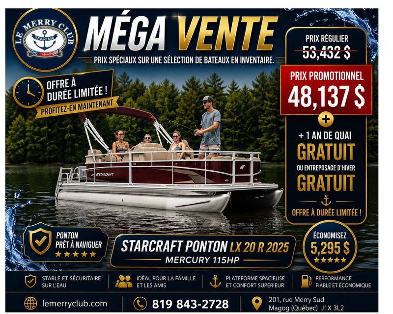 [PLX20 R onyx (STR02571B525) NPKG] Starcraft Ponton LX 20 R 2025 Mercury  115HP