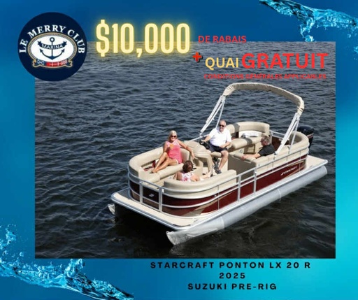 [PLX20 R onyx (STR02571B525) NPKG] Starcraft Ponton LX 20 R 2025 Mercury  PRÉCONFIGURÉ