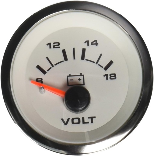 [9840860] VOLTMETER, WHITE PREMIER PRO 2" 8-18V