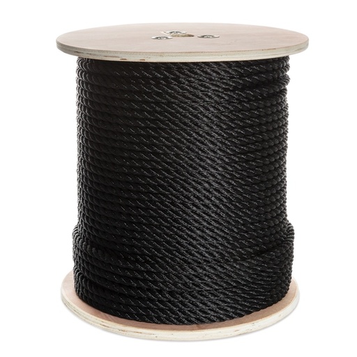 [77942150275] ROPE BOAT 3/8"X600 3 STRANDS NYL BK