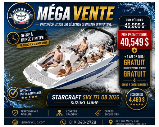 [SVX171OB cognac/bk (STR09564J526) NPKG] Starcraft SVX 171 2026 Mercury prerig